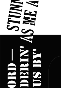 A black, laser-cut steel fire pit with a cylindrical shape, featuring cutouts of Newfoundland sayings like 'Oh Me Nerves' and 'Lord Tundering Jesus'. Painted black, it stands on a flat base for outdoor use, showcasing its intricate design.